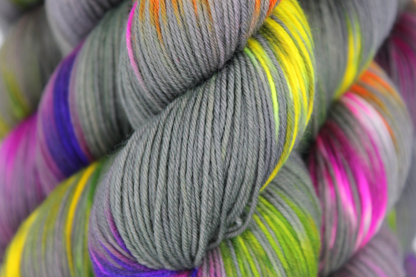 Neon Greynbow Premium Sock 75% SuperWash Merino and 25% Nylon Hand Dyed Yarn 100g Skein
