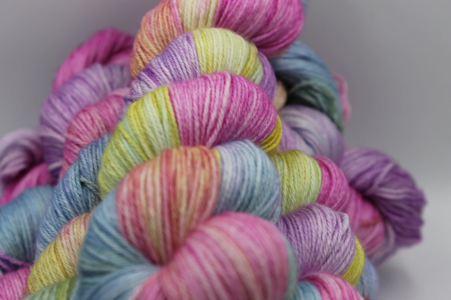 Pastel Rainbow Sock skein 50% Superwash Merino Wool 50 Silk 100g Skeins