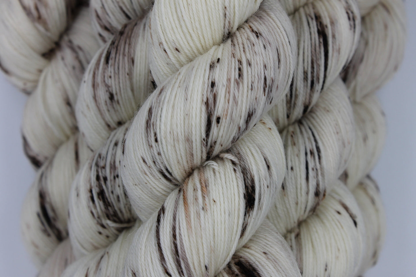 Cappuccino Light Speckle Sock Skein 75% SuperWash Merino and 25 Nylon Hand Dyed Yarn 100g