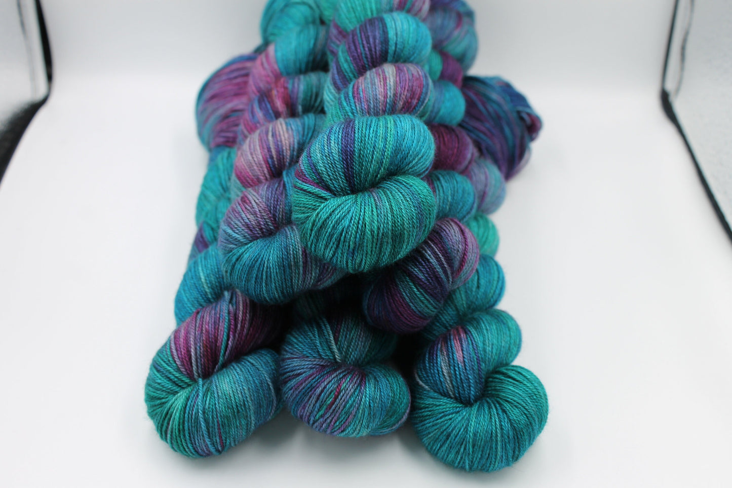 Vibrant Iris Sock Skein 60% SuperWash Merino 20 silk and 20 Yak Hand Dyed Yarn