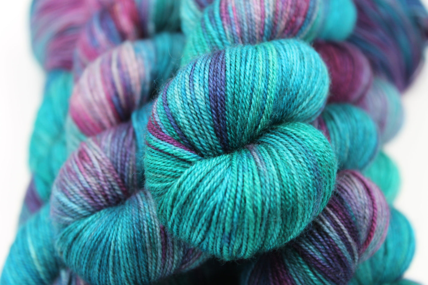 Vibrant Iris Sock Skein 60% SuperWash Merino 20 silk and 20 Yak Hand Dyed Yarn