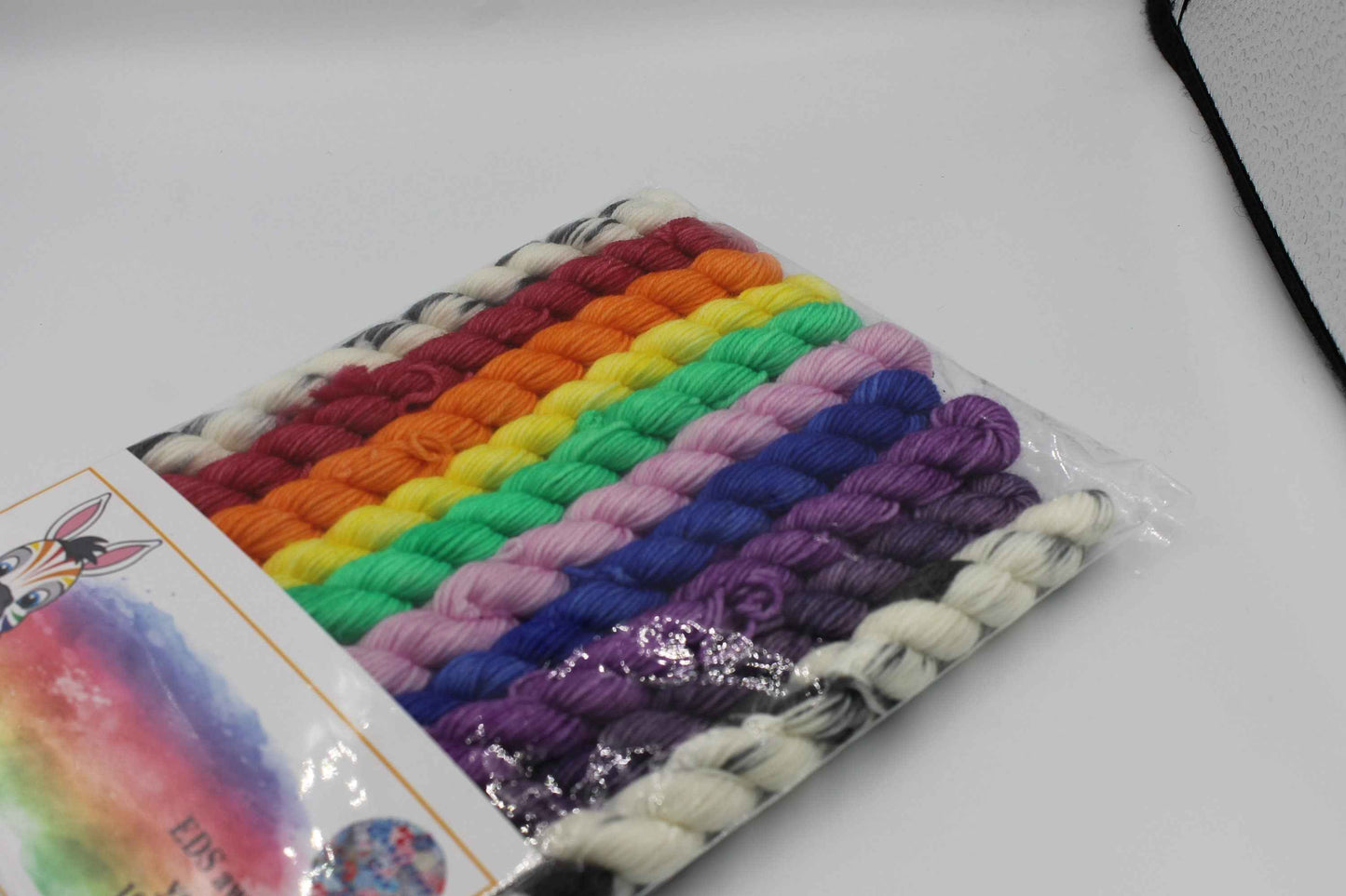 Rainbow Zebra EDS Awareness Sock Set - 75% SuperWash Merino & 25% Nylon (10 x 10g)