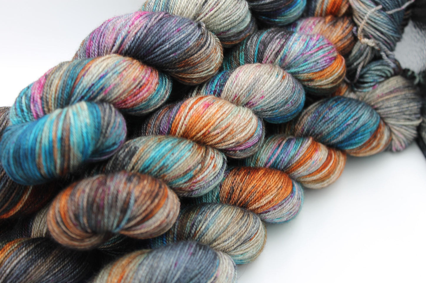 Urban Steel Sock Skein 60% SuperWash Merino 20 silk and 20 Yak Hand Dyed Yarn