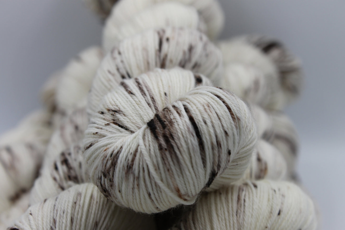 Cappuccino Light Speckle Sock Skein 75% SuperWash Merino and 25 Nylon Hand Dyed Yarn 100g
