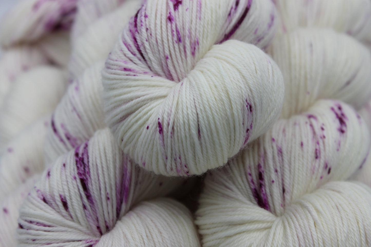 Wild Raspberry Light Speckle Sock Skein 75% SuperWash Merino and 25 Nylon Hand Dyed Yarn 100g
