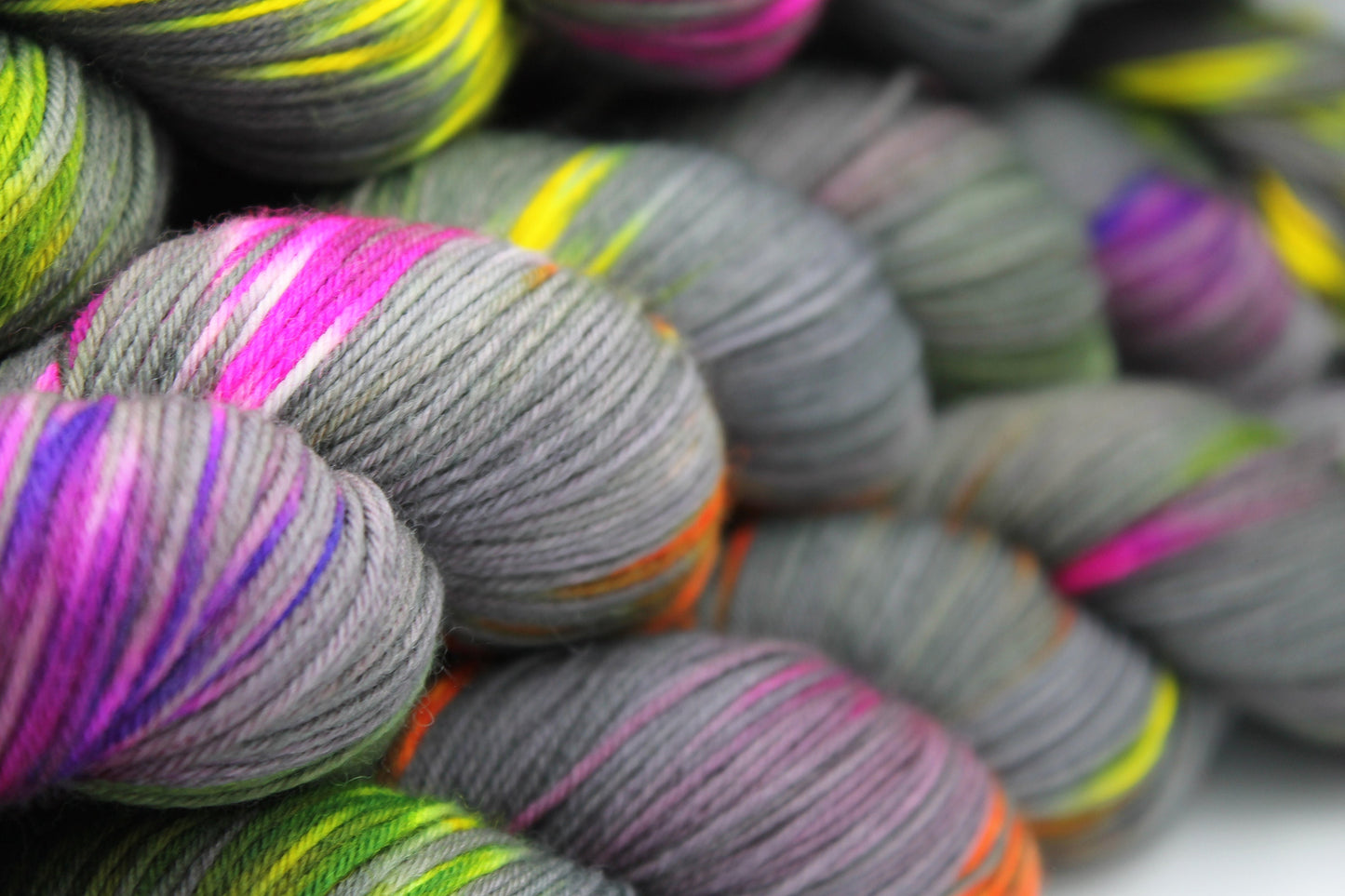 Neon Greynbow Premium Sock 75% SuperWash Merino and 25% Nylon Hand Dyed Yarn 100g Skein
