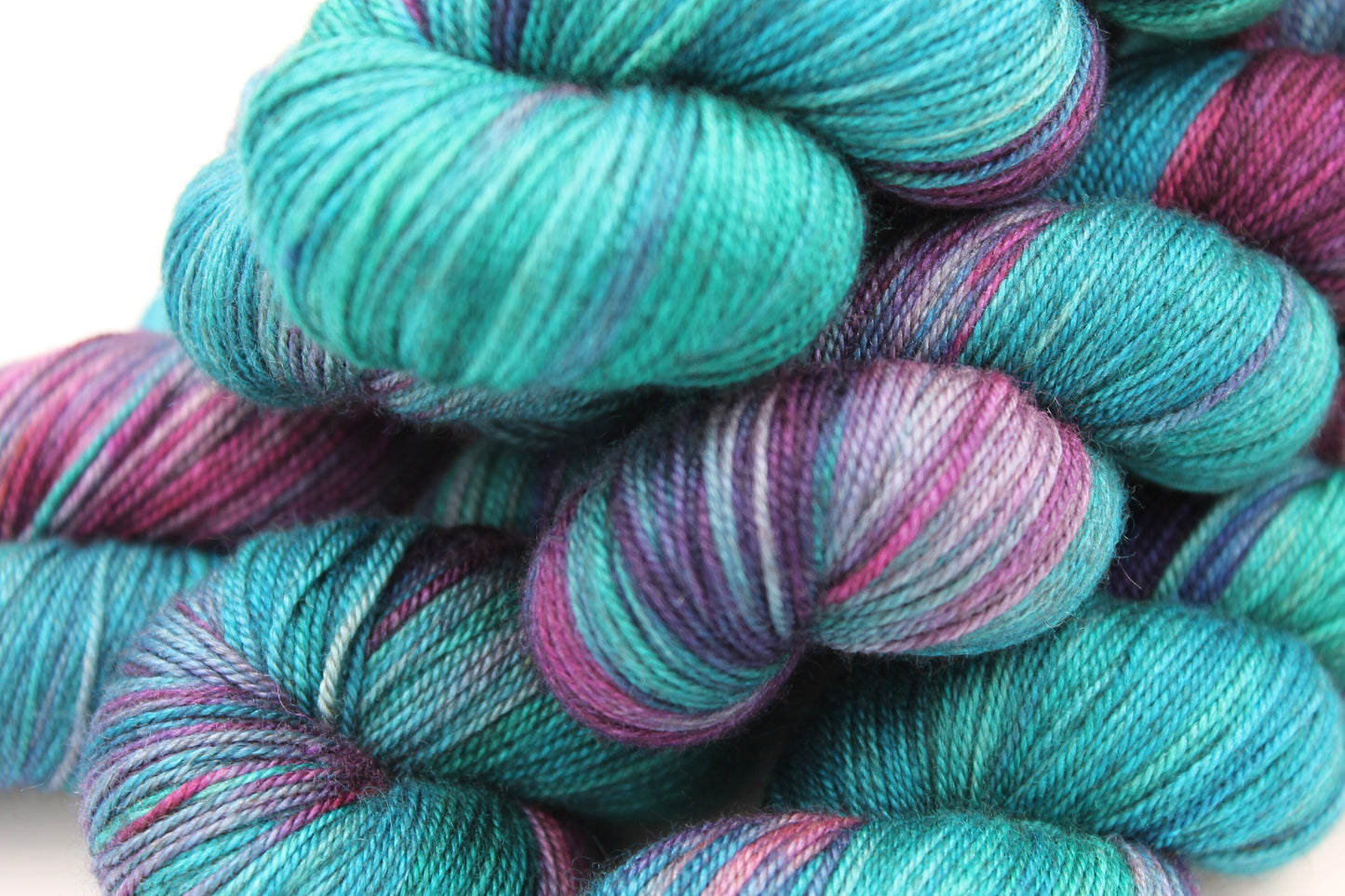 Vibrant Iris Sock Skein 60% SuperWash Merino 20 silk and 20 Yak Hand Dyed Yarn