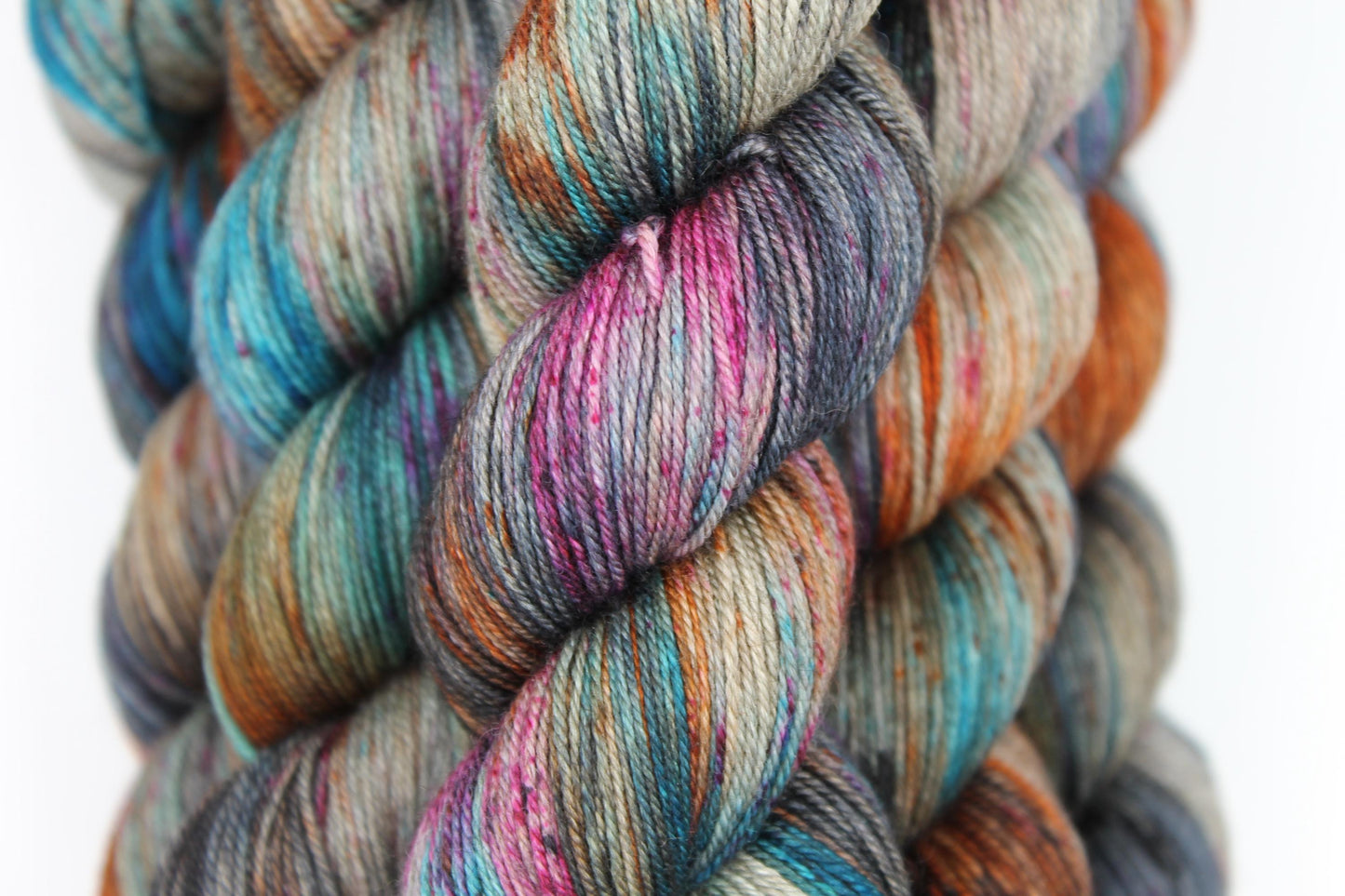 Urban Steel Sock Skein 60% SuperWash Merino 20 silk and 20 Yak Hand Dyed Yarn