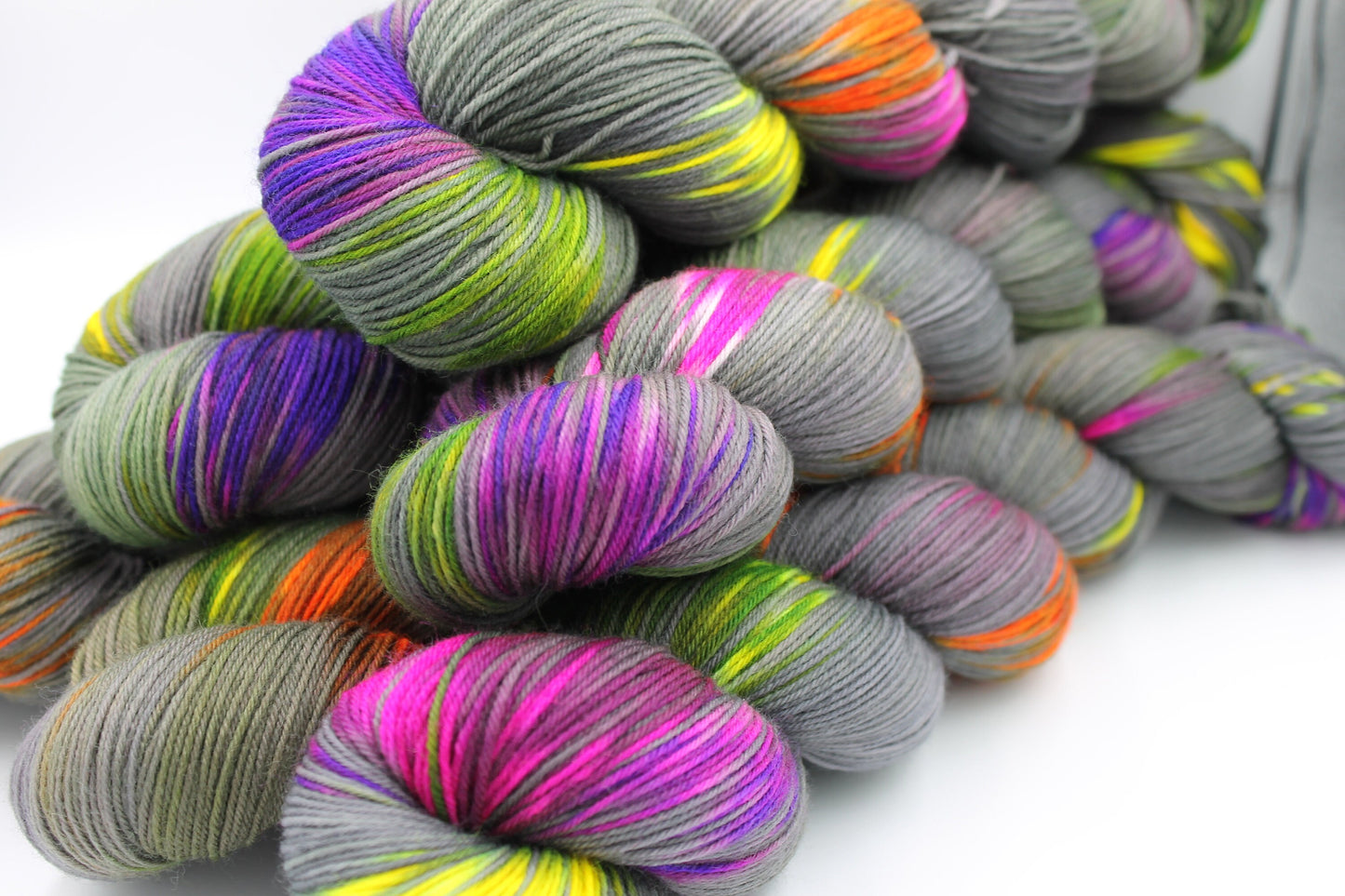 Neon Greynbow Premium Sock 75% SuperWash Merino and 25% Nylon Hand Dyed Yarn 100g Skein
