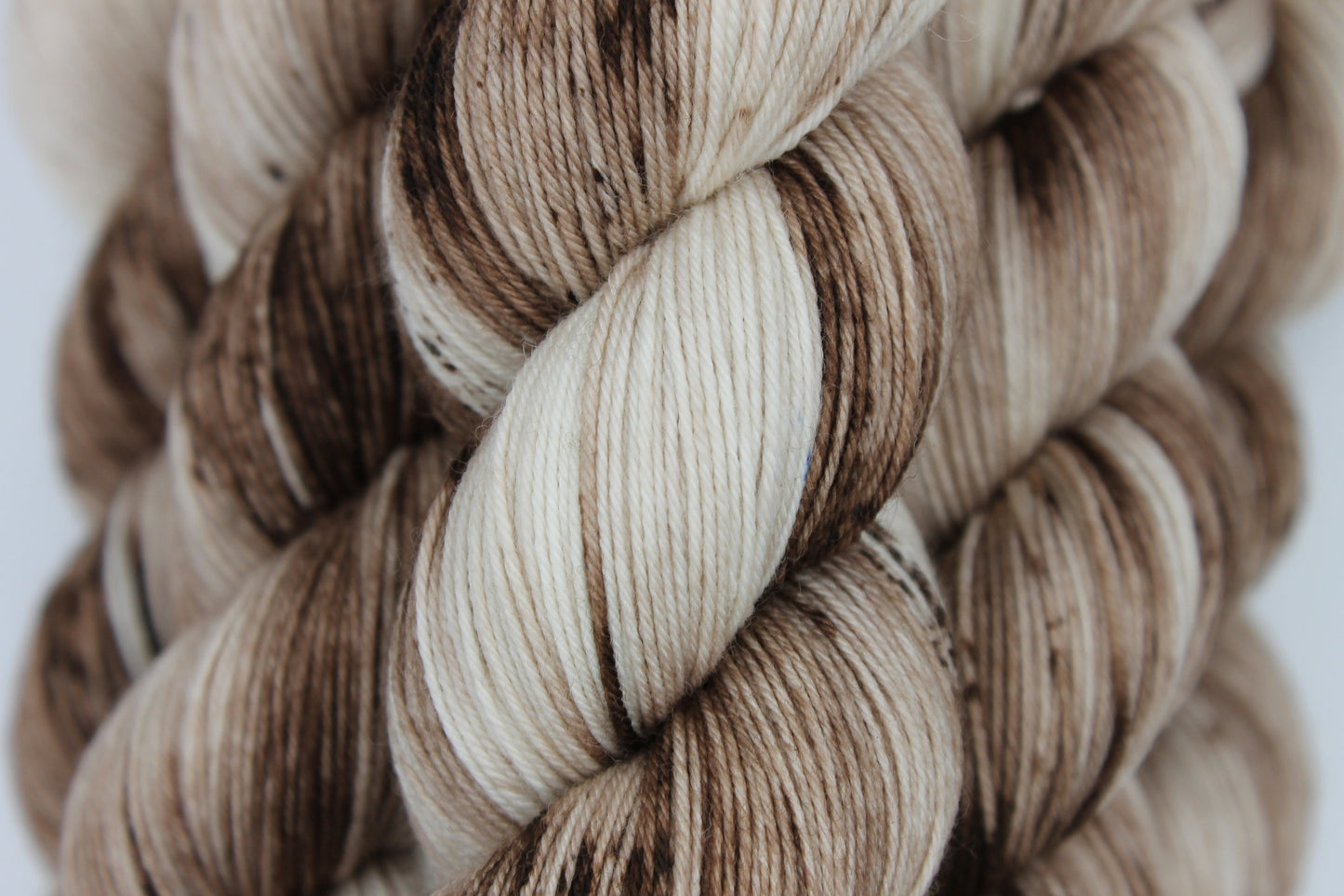 Cappuccino Deep Speckle Sock Skein 75% SuperWash Merino and 25 Nylon Hand Dyed Yarn 100g