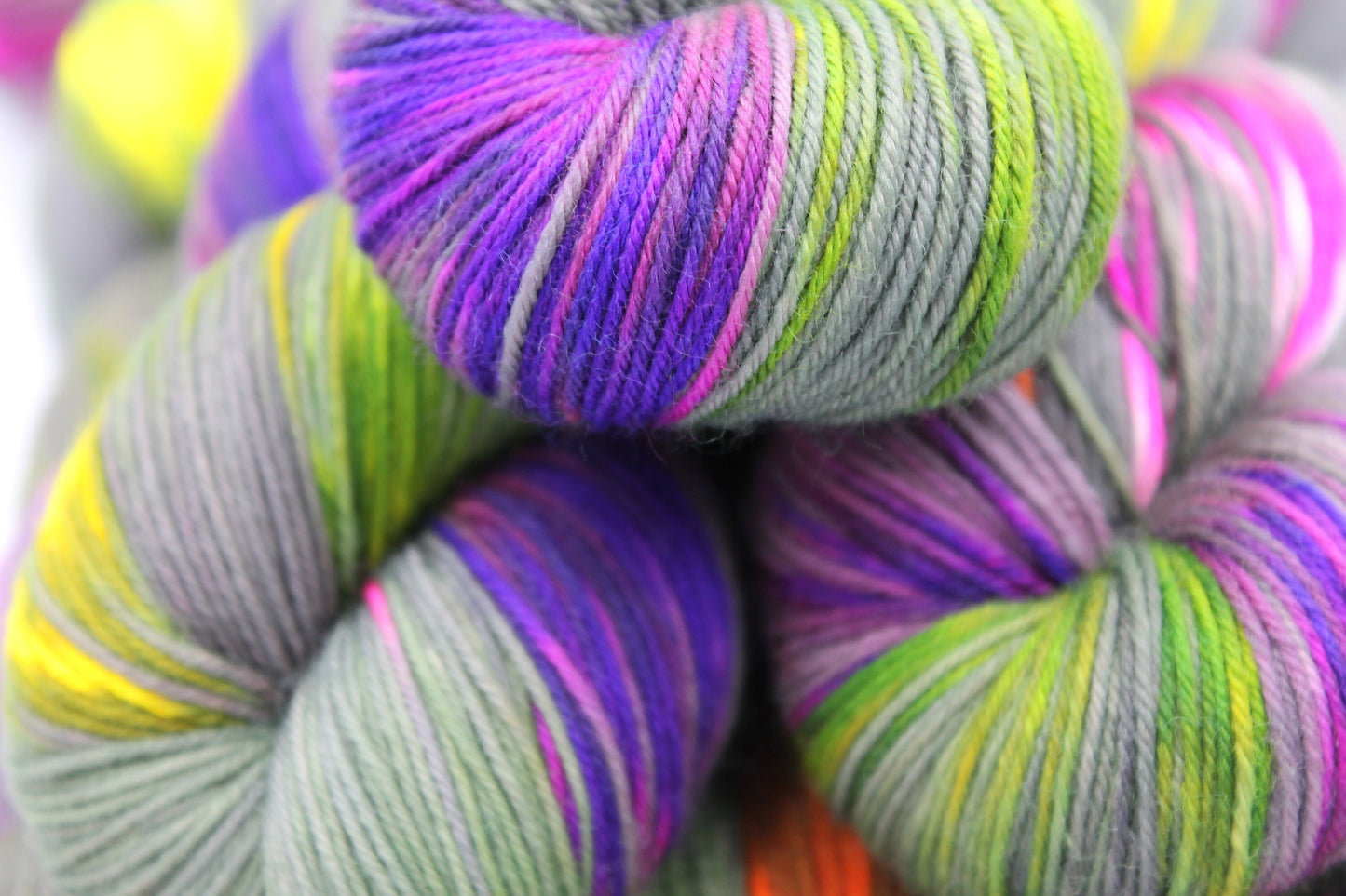 Neon Greynbow Premium Sock 75% SuperWash Merino and 25% Nylon Hand Dyed Yarn 100g Skein