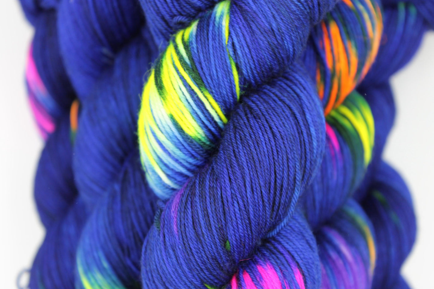 Neon City, Sock Skein 75% SuperWash Merino and 25 Nylon Hand Dyed Yarn 100g