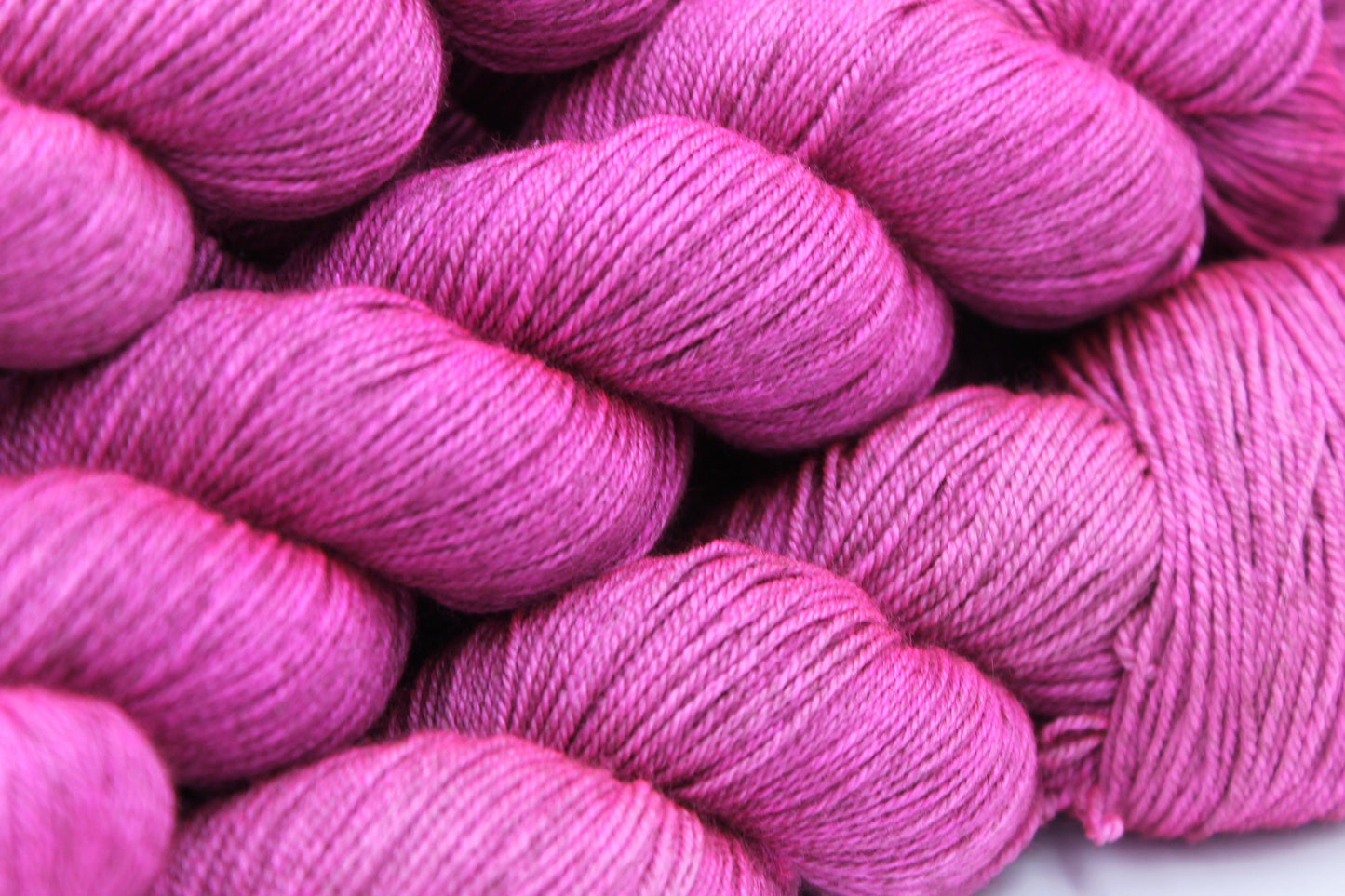 Fuchia Sock Skein 60% SuperWash Merino 20 silk and 20 Yak Hand Dyed Yarn