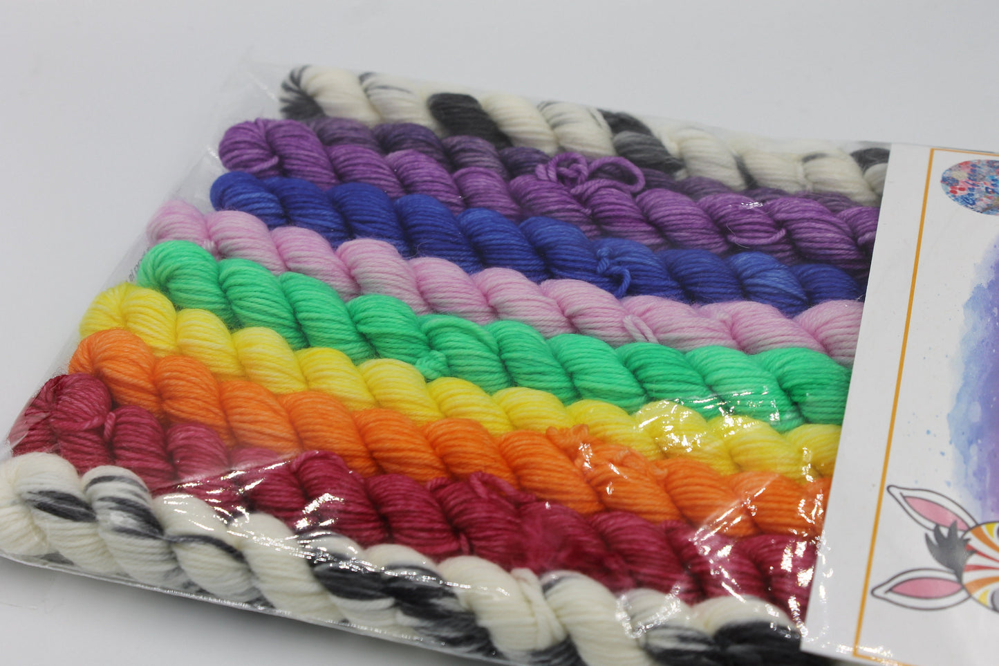 Rainbow Zebra EDS awareness set sock weight 75% SuperWash Merino and 25 Nylon 10 x 10g