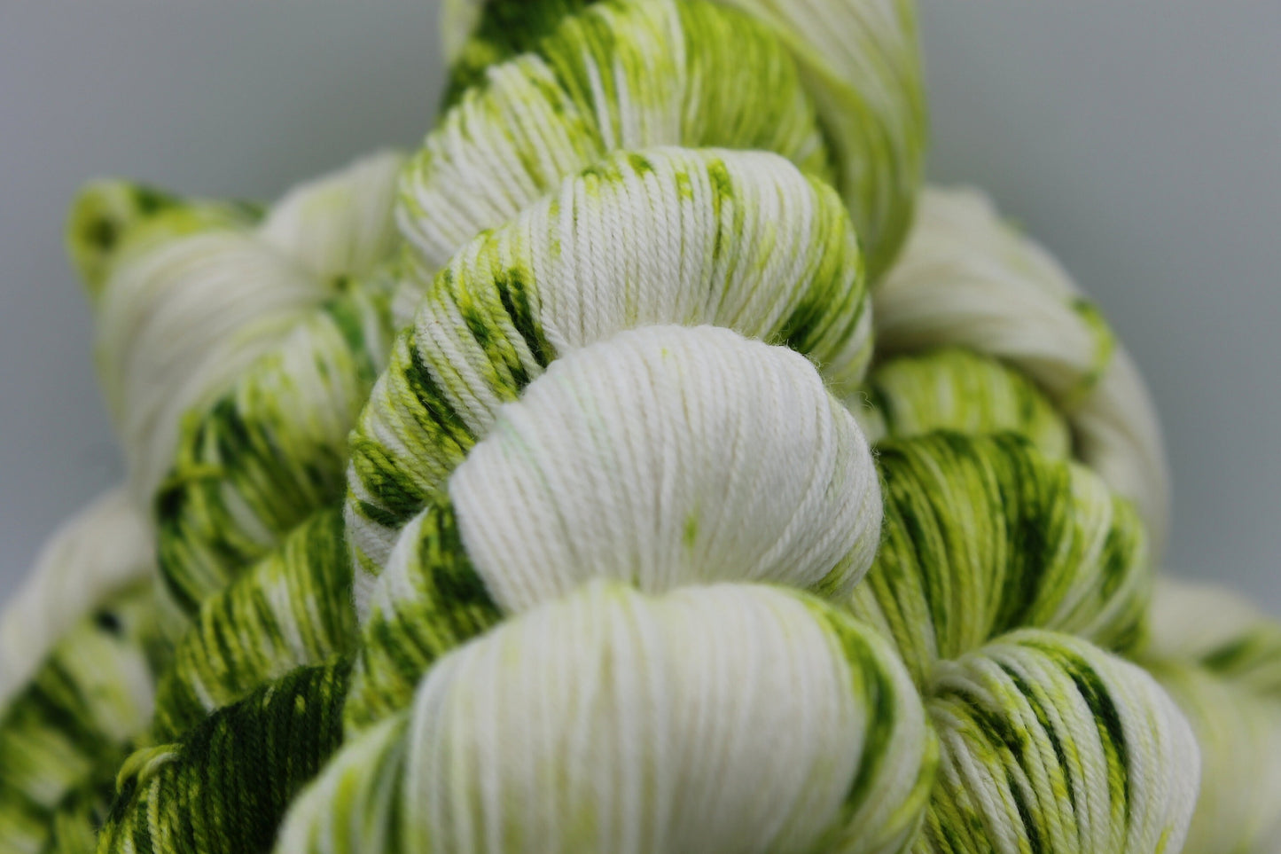 Chartreuse Deep Speckle Sock Skein 75% SuperWash Merino and 25 Nylon Hand Dyed Yarn 100g
