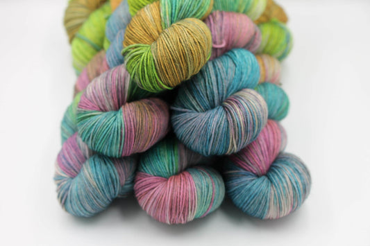 Misty Moorland Sock Skein 75% SuperWash Merino and 25 Nylon Hand Dyed Yarn 100g