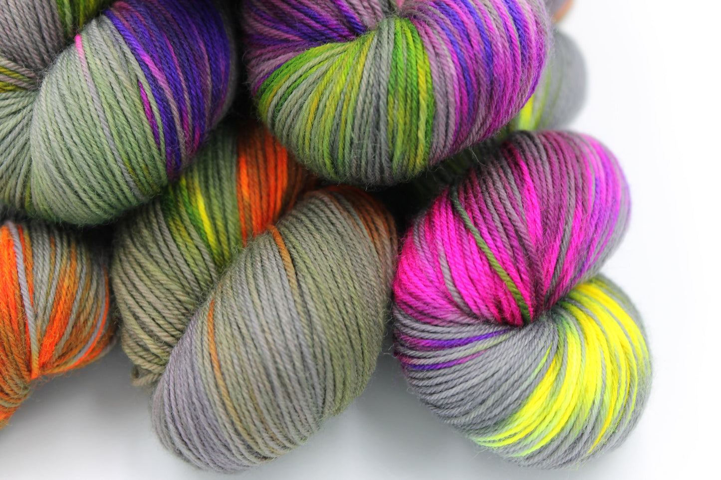 Neon Greynbow   Premium Sock 75% SuperWash Merino and 25% Nylon Hand Dyed Yarn 100g Skein