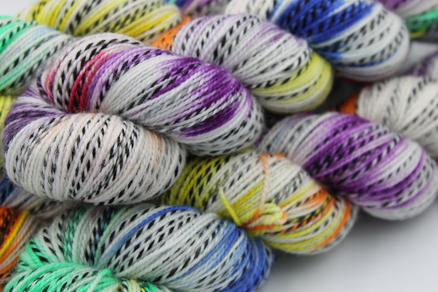 Rainbow Zebra Sock Skein 80% SuperWash Merino and 20 Nylon Hand Dyed Yarn 100g