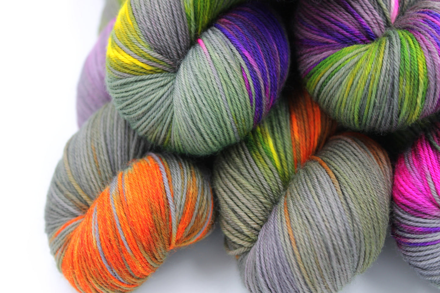 Neon Greynbow   Premium Sock 75% SuperWash Merino and 25% Nylon Hand Dyed Yarn 100g Skein