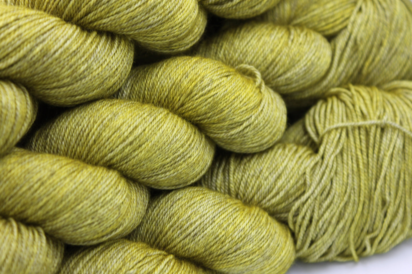 Moss Sock Skein 60% SuperWash Merino 20 silk  and 20 Yak Hand Dyed Yarn