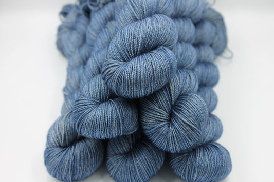 Denim Sock Skein 60% SuperWash Merino 20 silk  and 20 Yak Hand Dyed Yarn