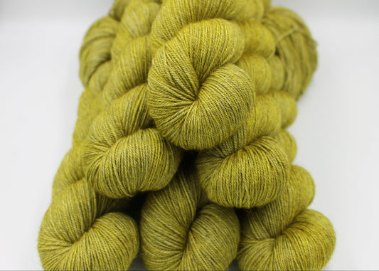 Moss Sock Skein 60% SuperWash Merino 20 silk  and 20 Yak Hand Dyed Yarn