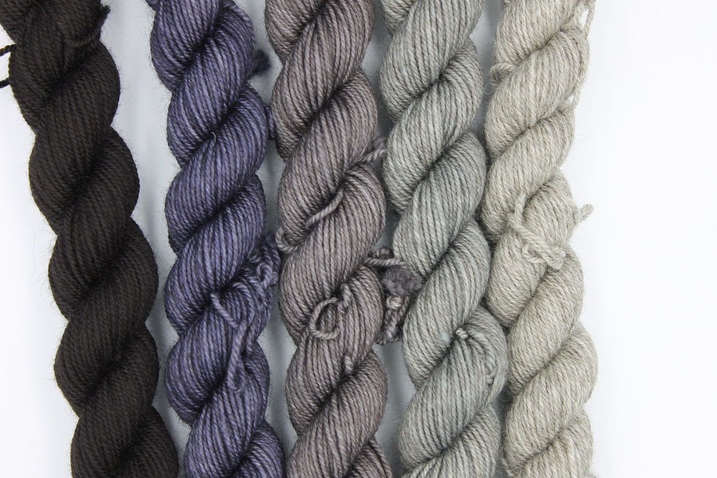Shades - Grey Mini Skein Set Sock 70% Superwash Merino 20 Yak 10 Nylon 5 x 20g