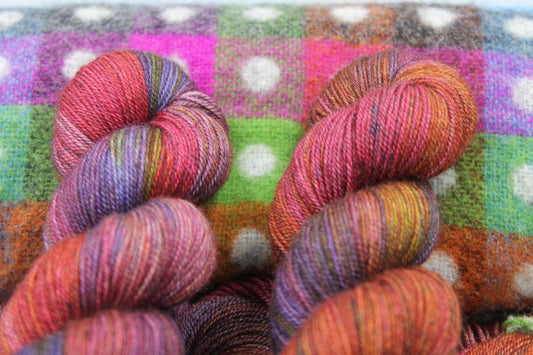 Comfy Blanket Sock Skein 60% SuperWash Merino 20 silk  and 20 Yak Hand Dyed Yarn
