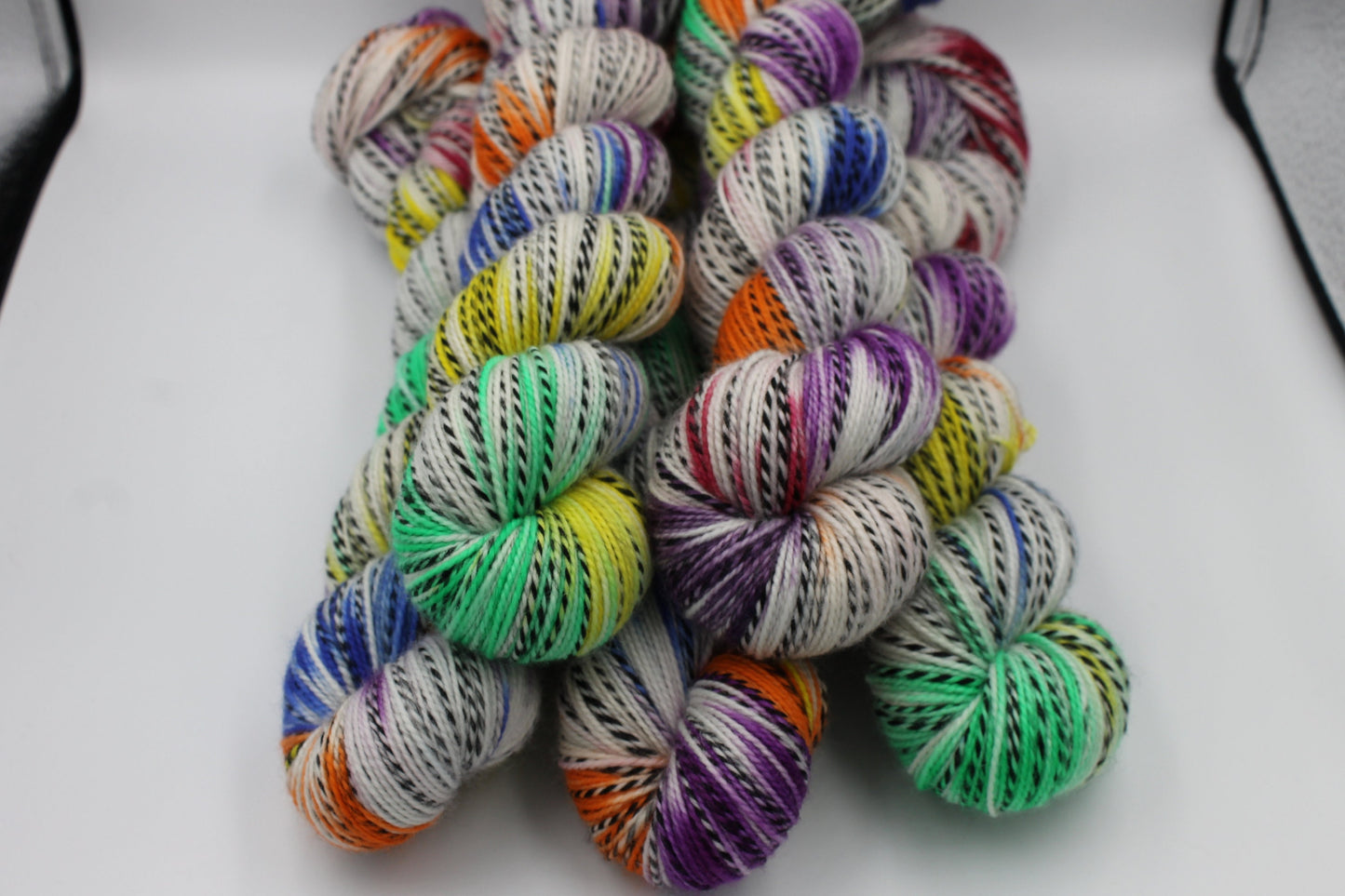Rainbow Zebra Sock Skein 80% SuperWash Merino and 20 Nylon Hand Dyed Yarn 100g