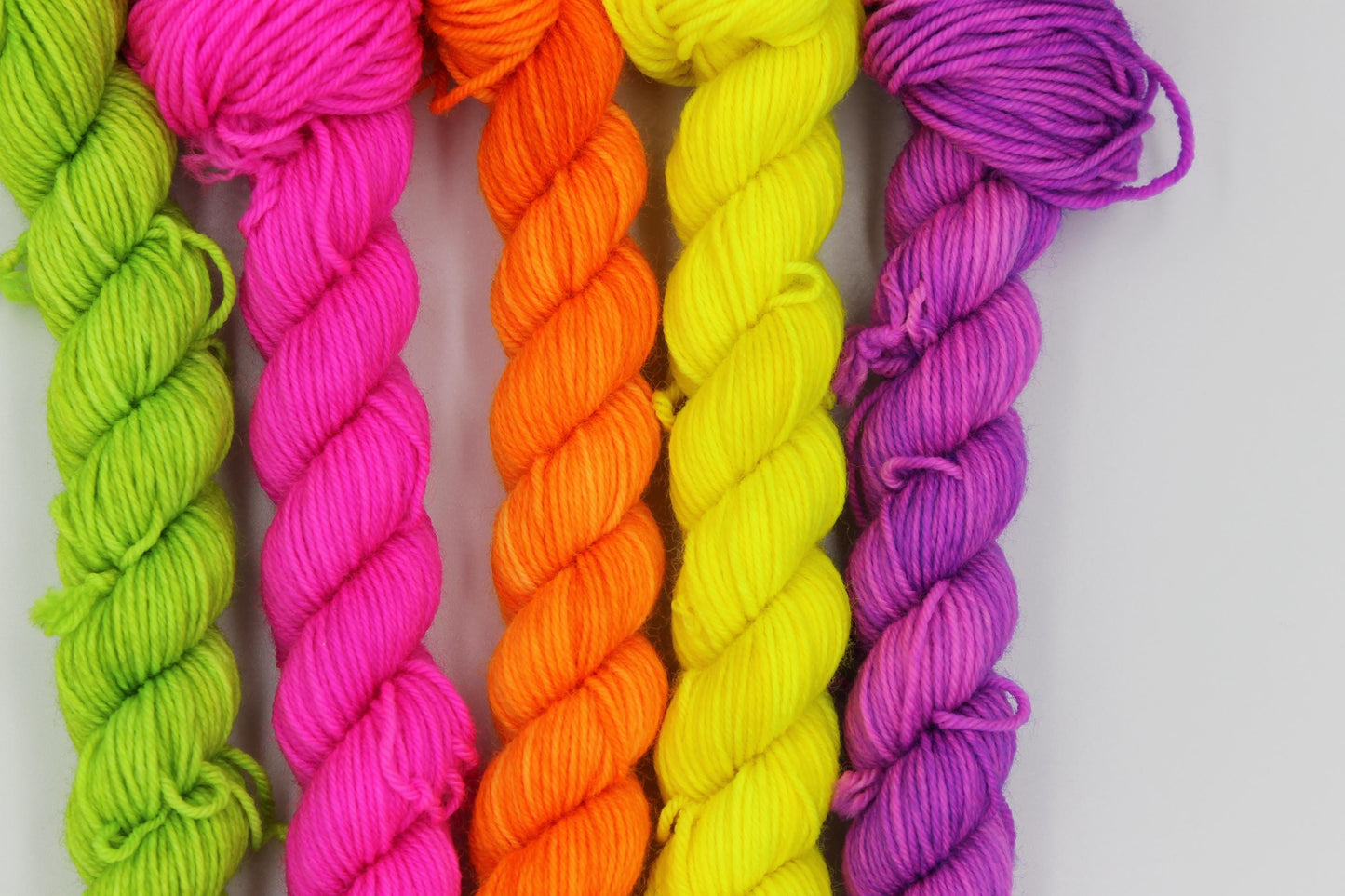 Neon Pop Mini Skein Set Premium Sock 75% SuperWash  Merino and 25 Nylon.5x20g