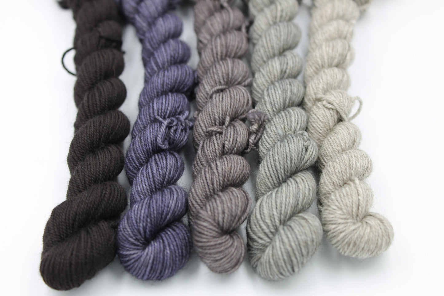 Shades - Grey Mini Skein Set Sock 70% Superwash Merino 20 Yak 10 Nylon 5 x 20g