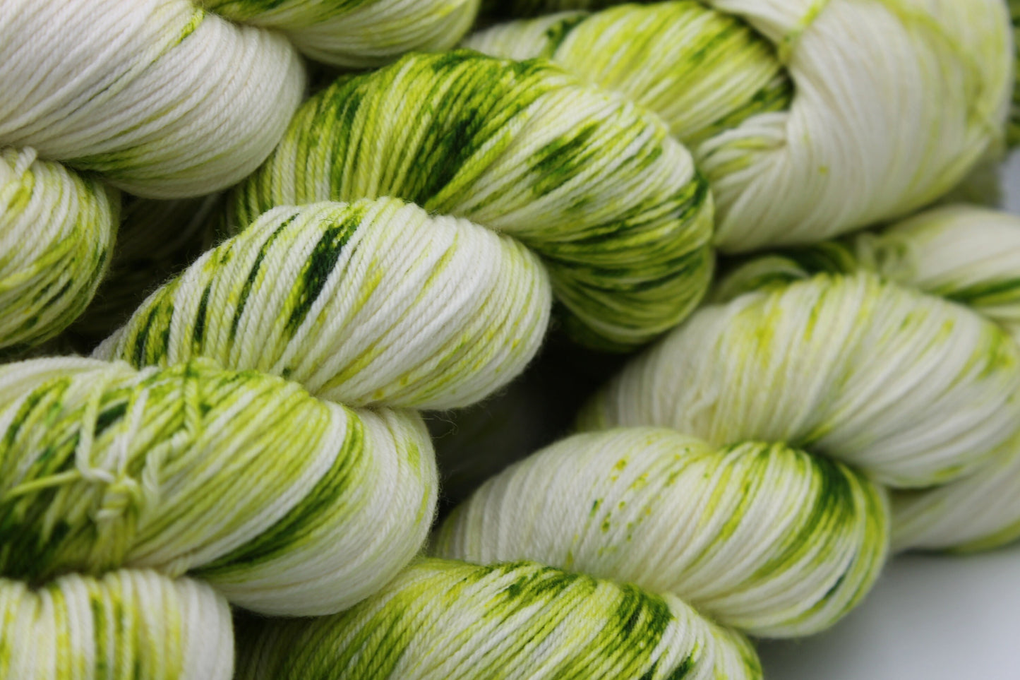 Chartreuse Deep Speckle Sock Skein 75% SuperWash Merino and 25 Nylon Hand Dyed Yarn 100g