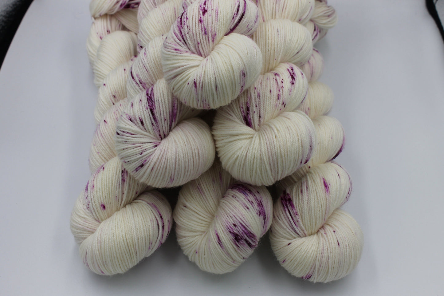 Wild Raspberry Light Speckle Sock Skein 75% SuperWash Merino and 25 Nylon Hand Dyed Yarn 100g