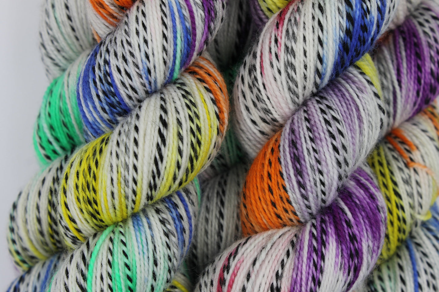 Rainbow Zebra Sock Skein 80% SuperWash Merino and 20 Nylon Hand Dyed Yarn 100g