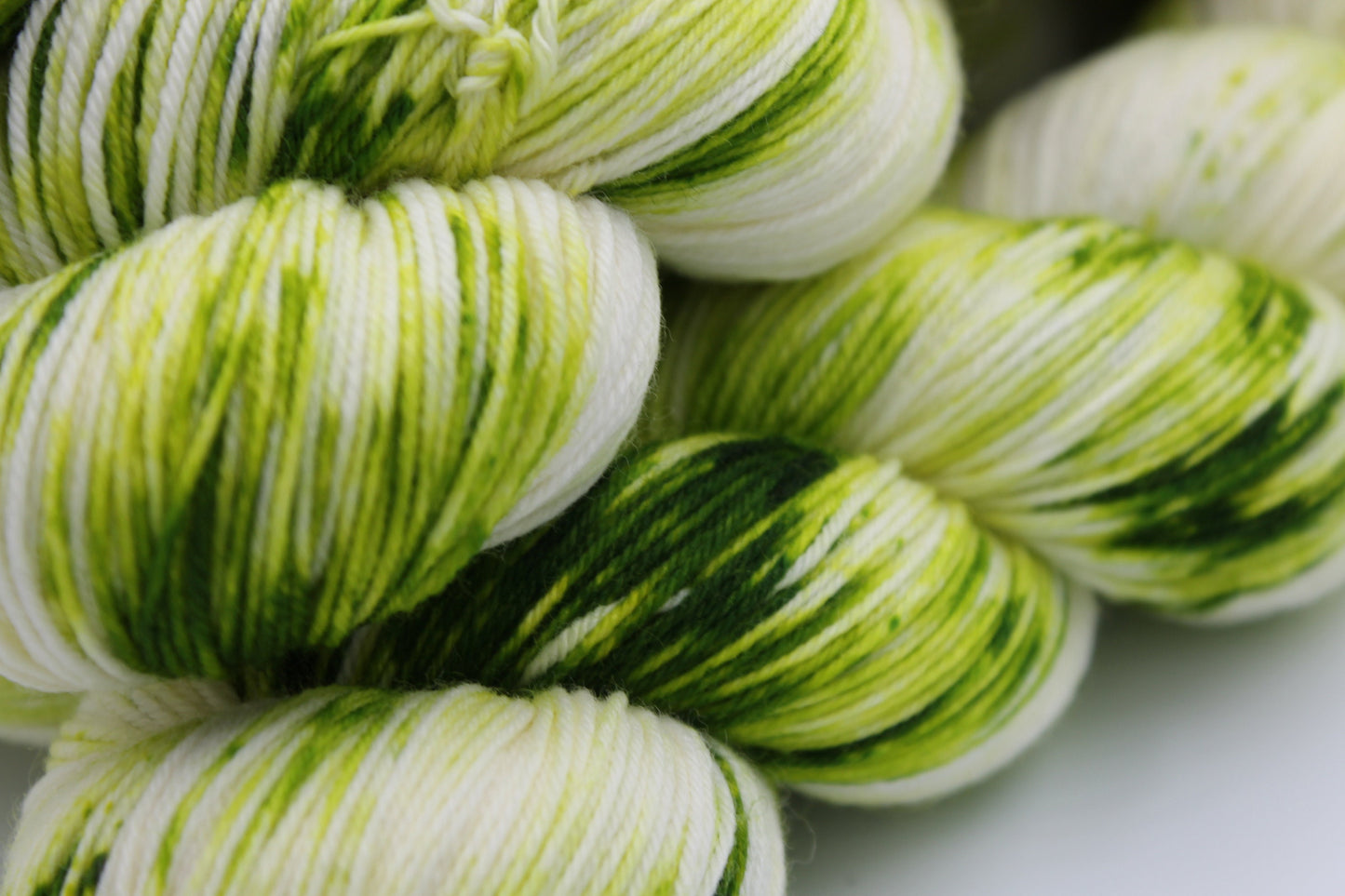 Chartreuse Deep Speckle Sock Skein 75% SuperWash Merino and 25 Nylon Hand Dyed Yarn 100g