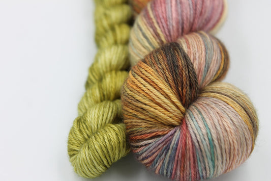 Titania Sock skein  50% Superwash Merino Wool 50 Silk 100g and 20g Skeins