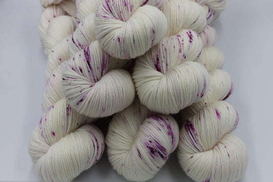 Wild Raspberry Light Speckle Sock Skein 75% SuperWash Merino and 25 Nylon Hand Dyed Yarn 100g