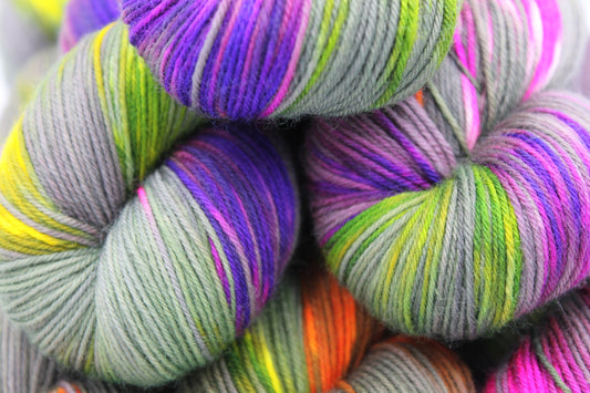 Neon Greynbow   Premium Sock 75% SuperWash Merino and 25% Nylon Hand Dyed Yarn 100g Skein