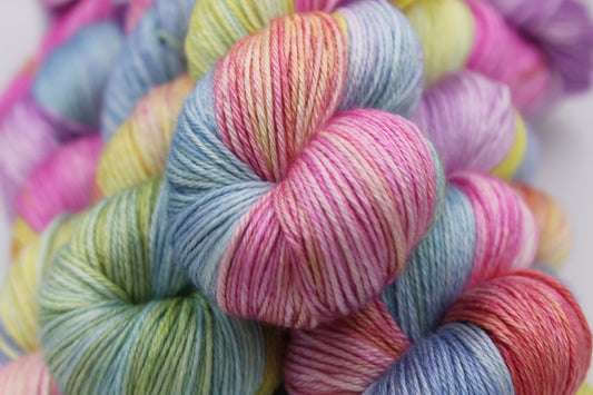 Pastel Rainbow  Sock skein  50% Superwash Merino Wool 50 Silk 100g Skeins