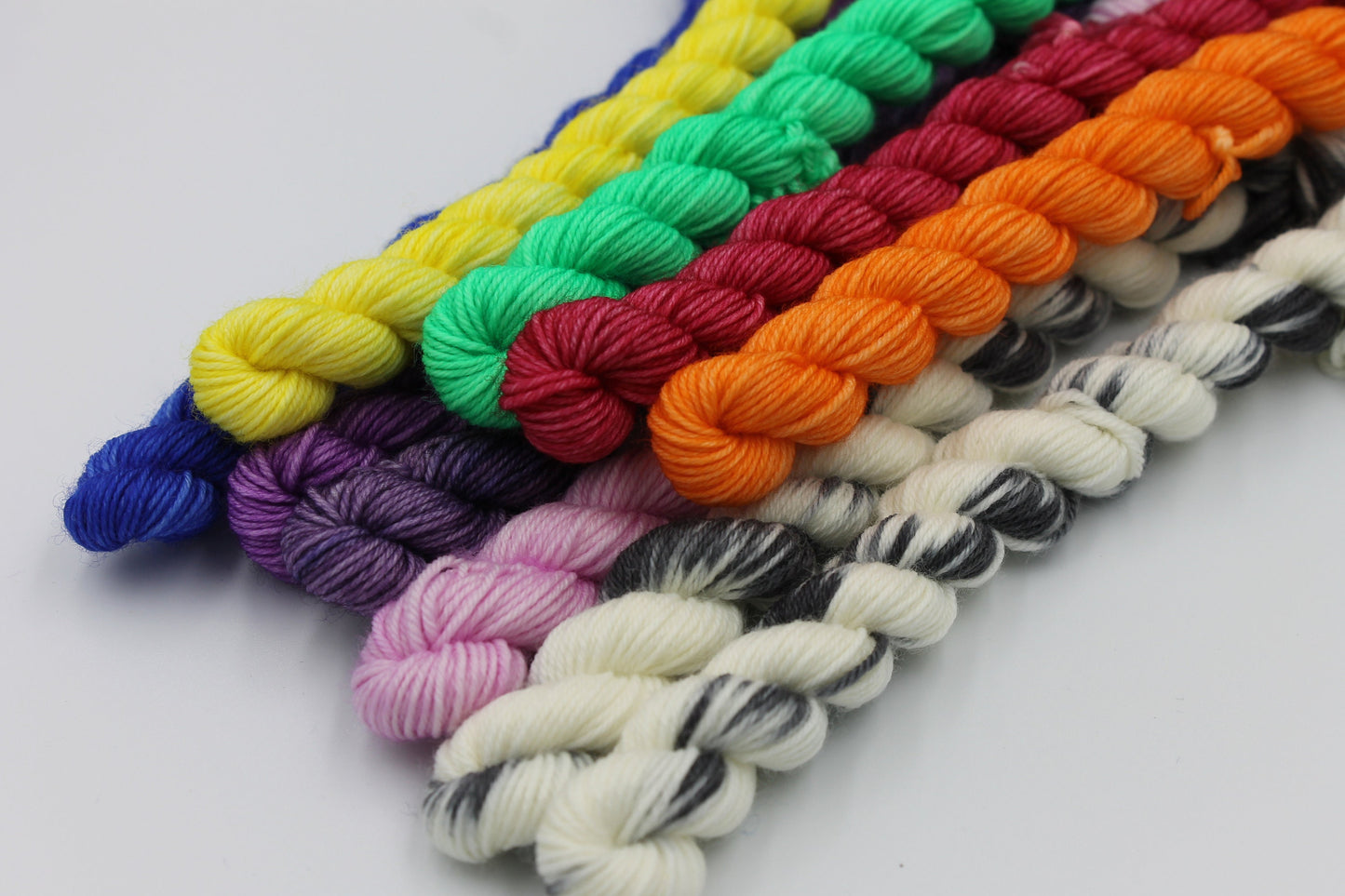 Rainbow Zebra EDS awareness set sock weight 75% SuperWash  Merino and 25 Nylon 10 x 10g