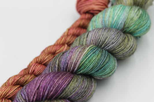 Oberon Sock skein  50% Superwash Merino Wool 50 Silk 100g and 20g Skeins