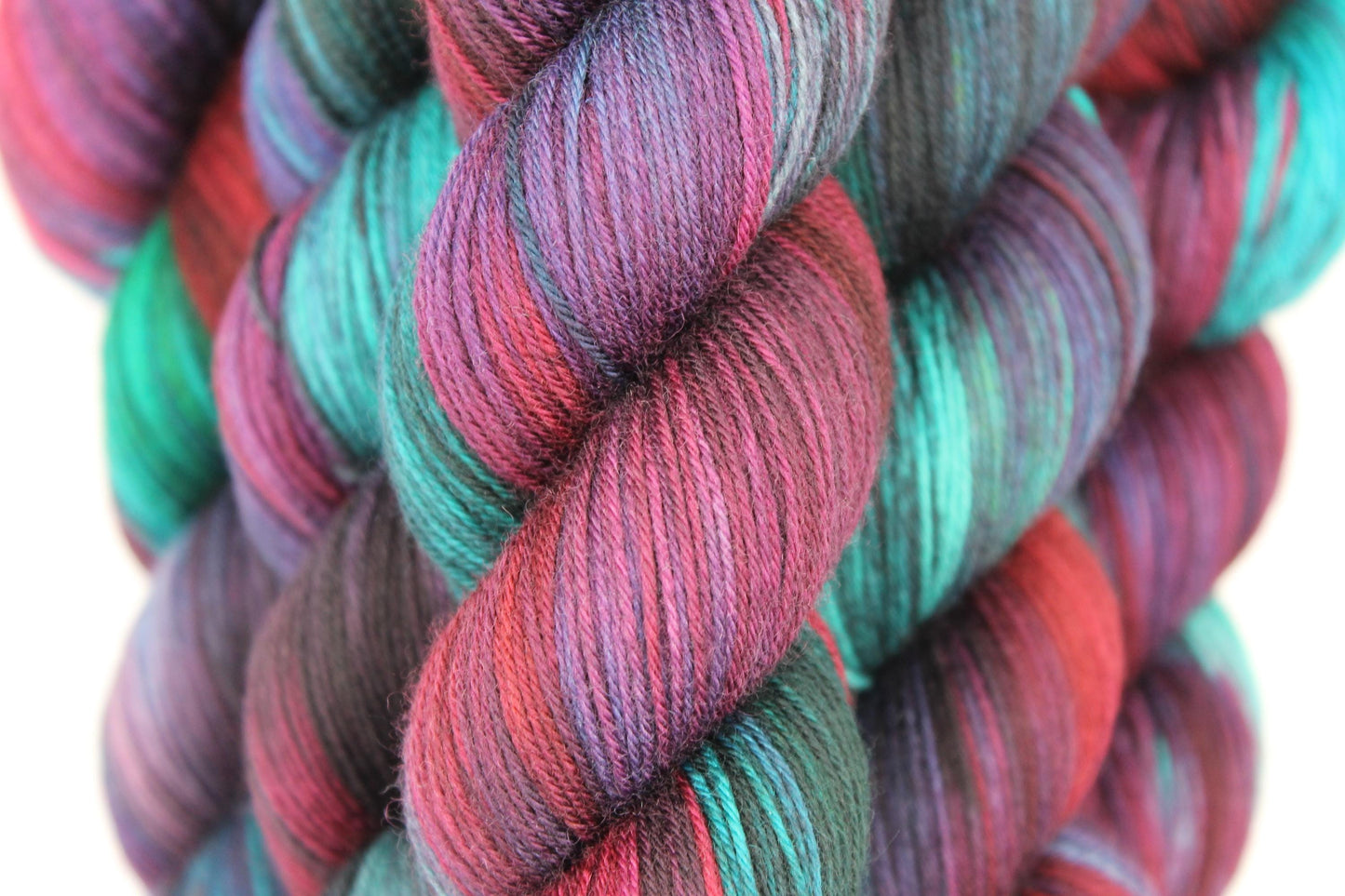 Sherlocks Smoking Jacket.  Sock skein 75% SuperWash Merino and 25 Nylon Hand Dyed Yarn 100g