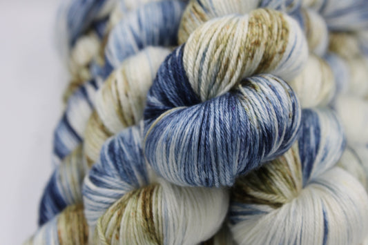 Chatsworth Chambray Sock Yarn 50% Superwash Merino Wool 50% Silk 100g Skein - Attic Spin Dye