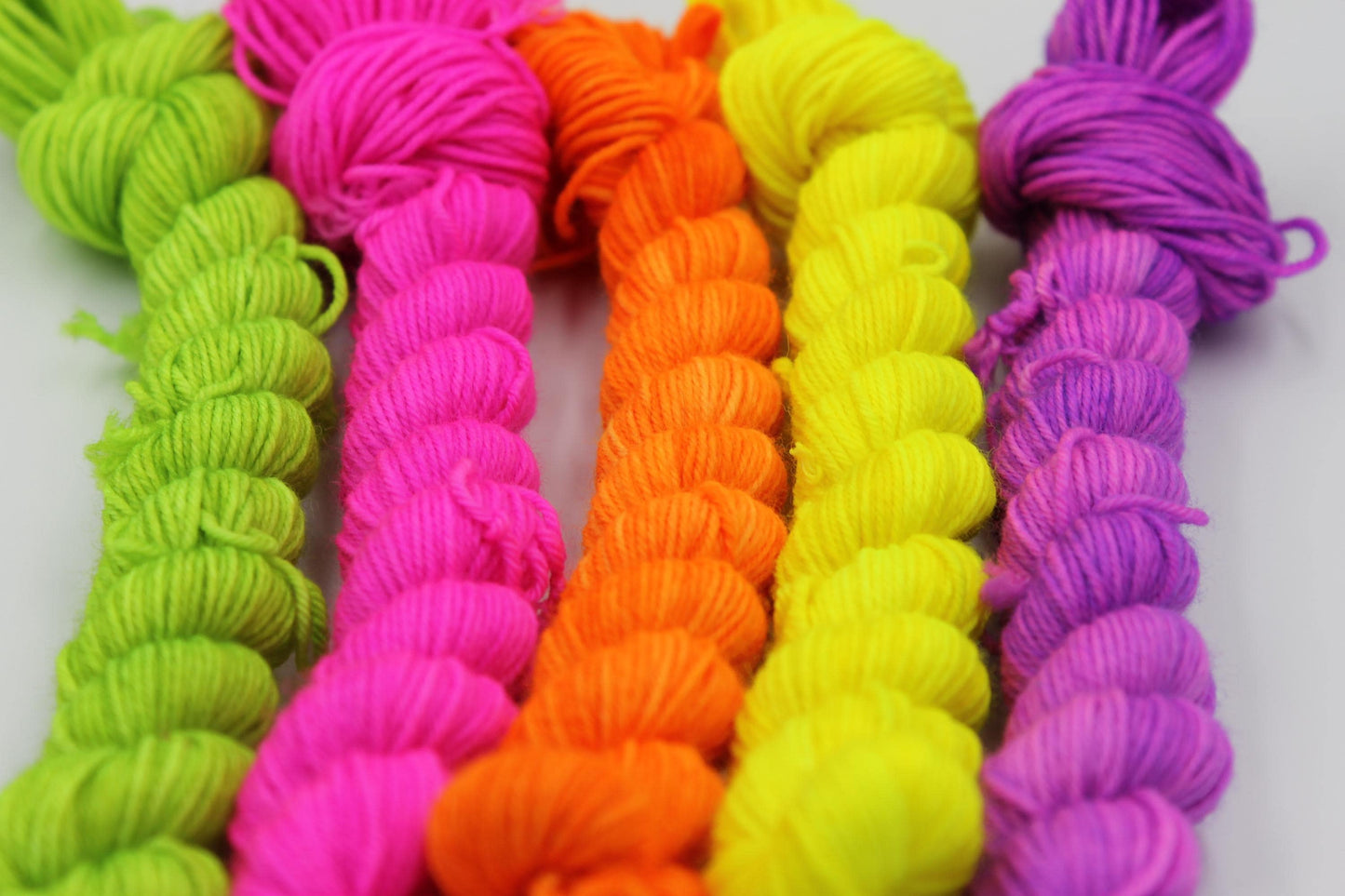 Neon Pop Mini Skein Set Premium Sock 75% SuperWash  Merino and 25 Nylon.5x20g