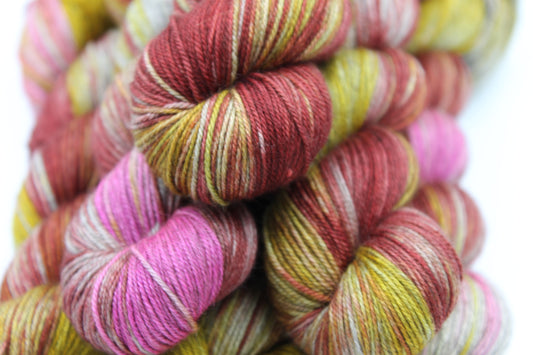 Moorish Crab Sock Skein 60% SuperWash Merino 20 silk  and 20 Yak Hand Dyed Yarn