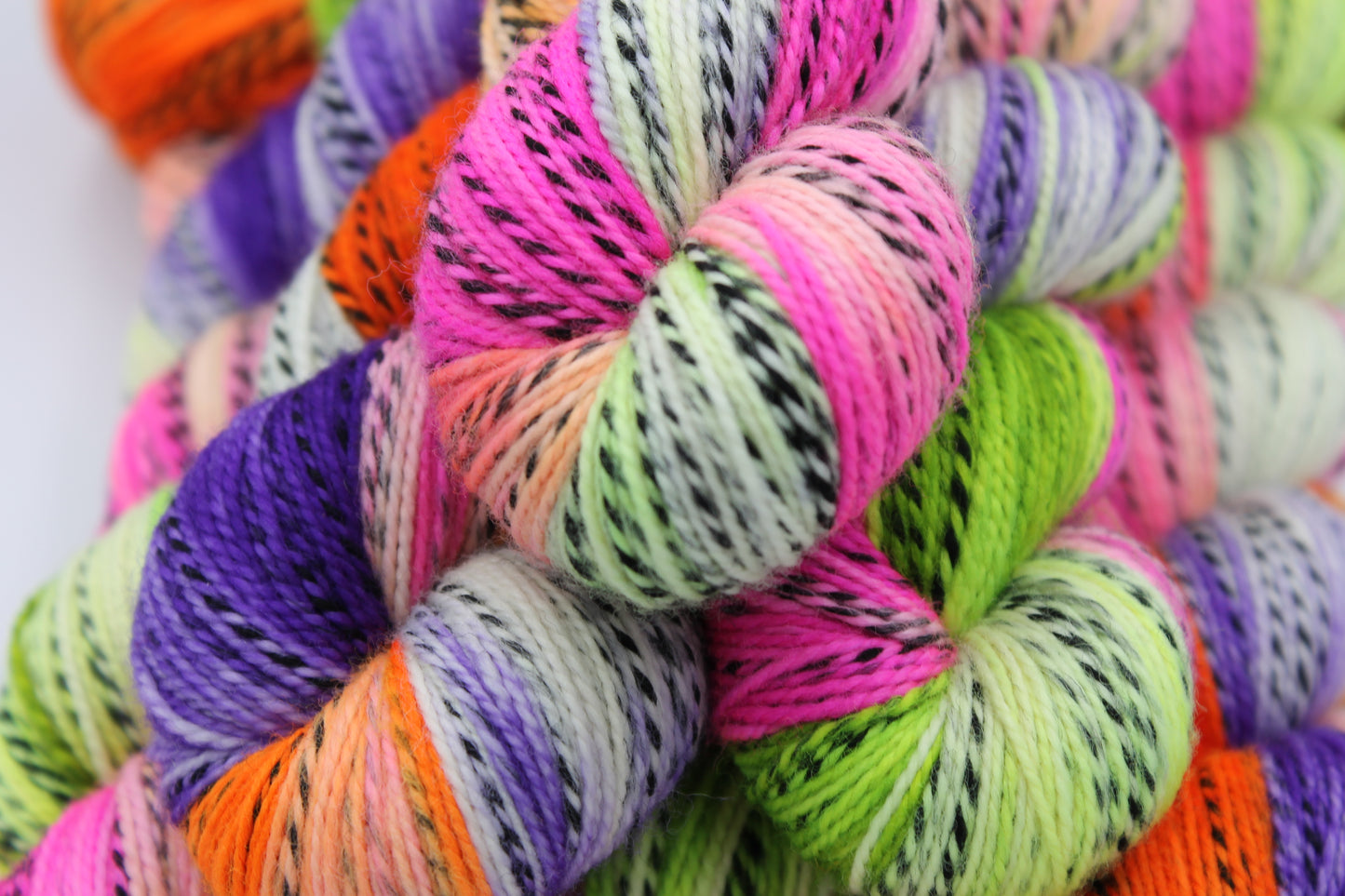 BeetleJuice Sock Skein 80% SuperWash Merino and 20% Nylon Hand Dyed Zebra Yarn 100g
