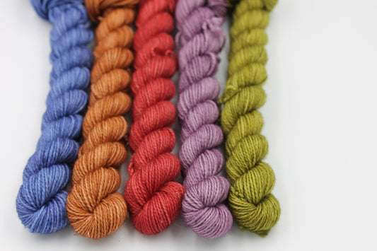 Harvest Sparkle Mini Skein Set Premium Sock 75% SuperWash  Merino,20% Nylon, 5% Stellina.5x20g