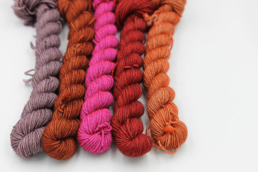 Shades - Dusk Mini Skein Set Sock 70% Superwash Merino 20% Yak 10% Nylon 5 x 20g