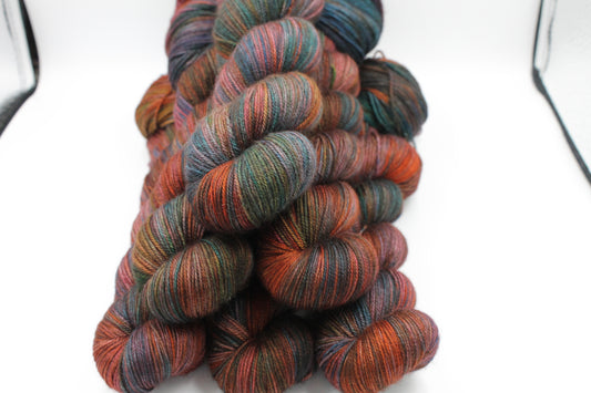 Serendipity Sock Skein 60% SuperWash Merino 20% silk  and 20% Yak Hand Dyed Yarn