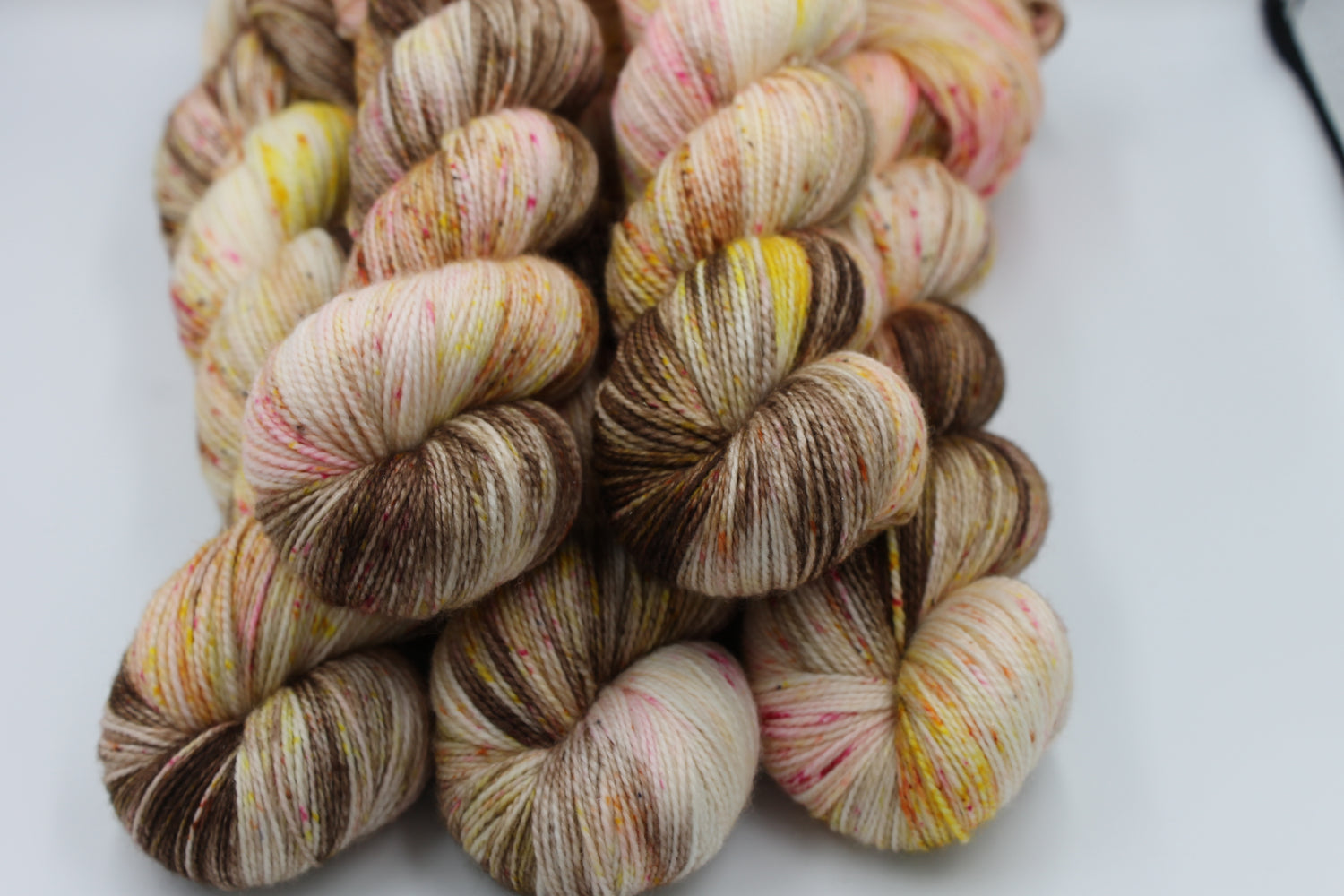 Hot Chocolate Sock Yarn with 75% Superwash Merino, 20% Nylon, and 5% Silver Stellina - Attic Spin Dye